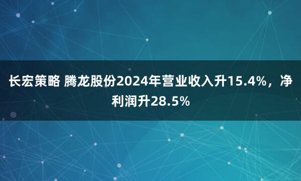 长宏策略 腾龙股份2024年营业收入升15.4%，净利润升28.5%