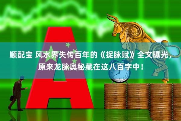 顺配宝 风水界失传百年的《捉脉赋》全文曝光，原来龙脉奥秘藏在这八百字中！