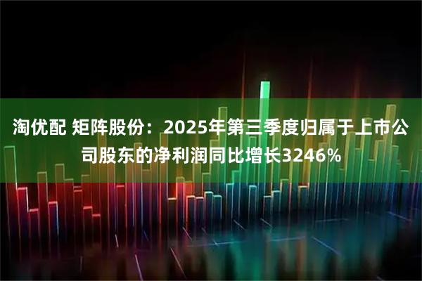 淘优配 矩阵股份：2025年第三季度归属于上市公司股东的净利润同比增长3246%